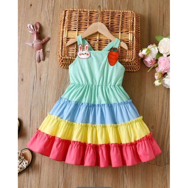 Vestido infantil primavera colorido pic nic menina a anos
