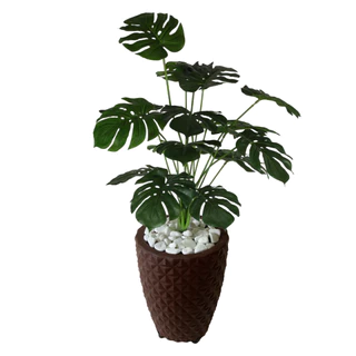Planta Arranjo Artificial Costela de Adão E Vaso Grande Polietileno Decoração Sala Escritório Casa
