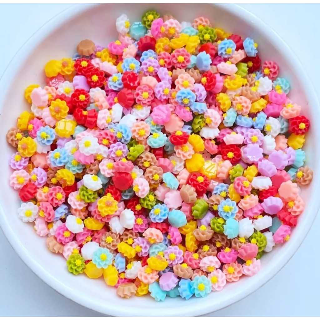 Flor Resina 6mm - 30 Peças Mix Cores Adesivo Joinha De Unha Valor Promocional Envio Imediato