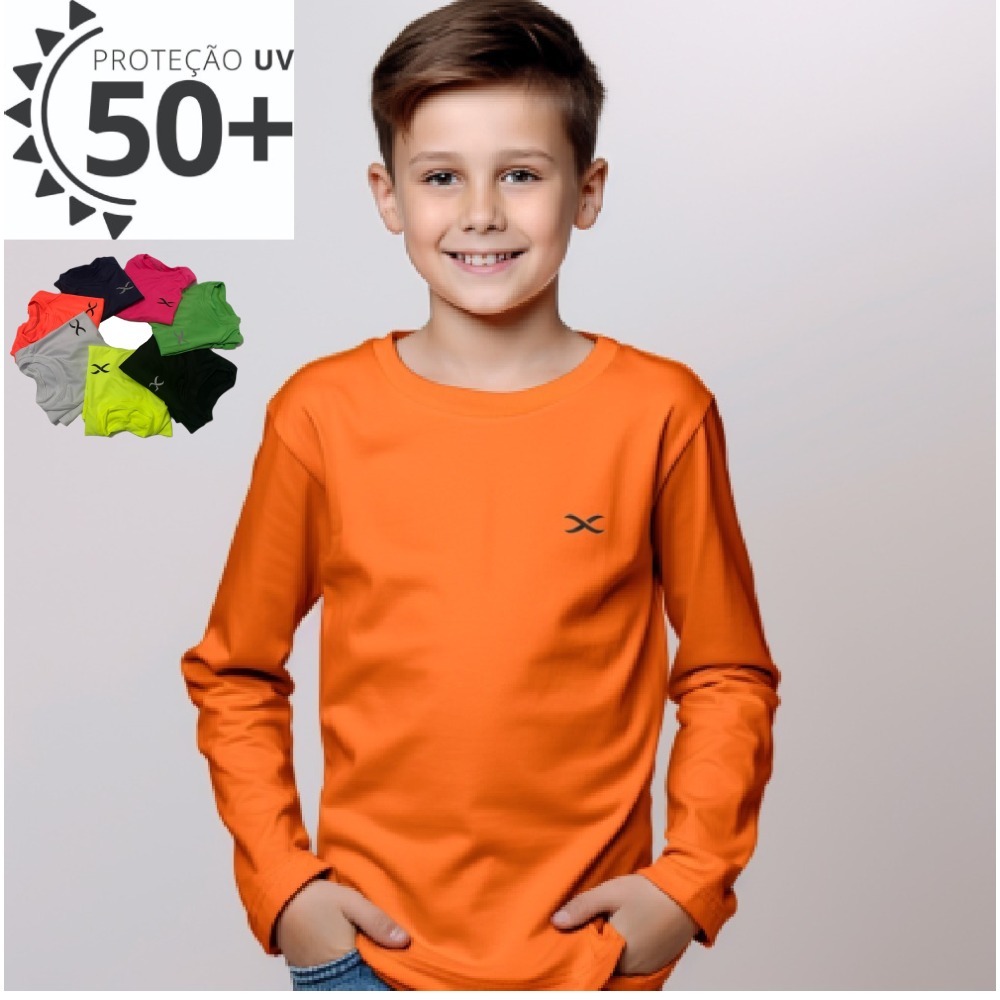 Camisa Camiseta Masculino Infantil Adolescente Térmica uv Proteção Solar  Moda Praia Verão segunda pele Manga longa