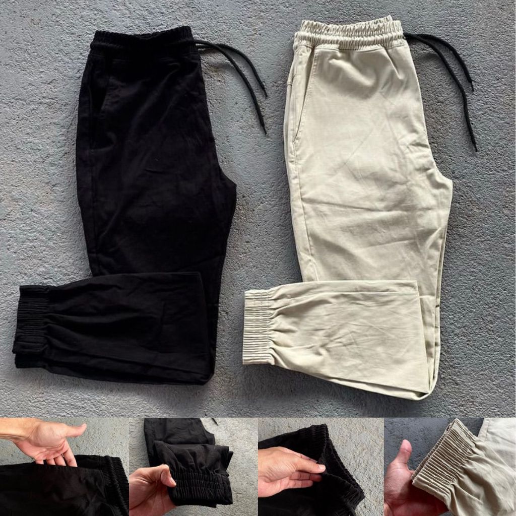 KIT 2 Calças Jogger Plus Size Lisa Masculina Elástico na Barra 106 - Frent´s