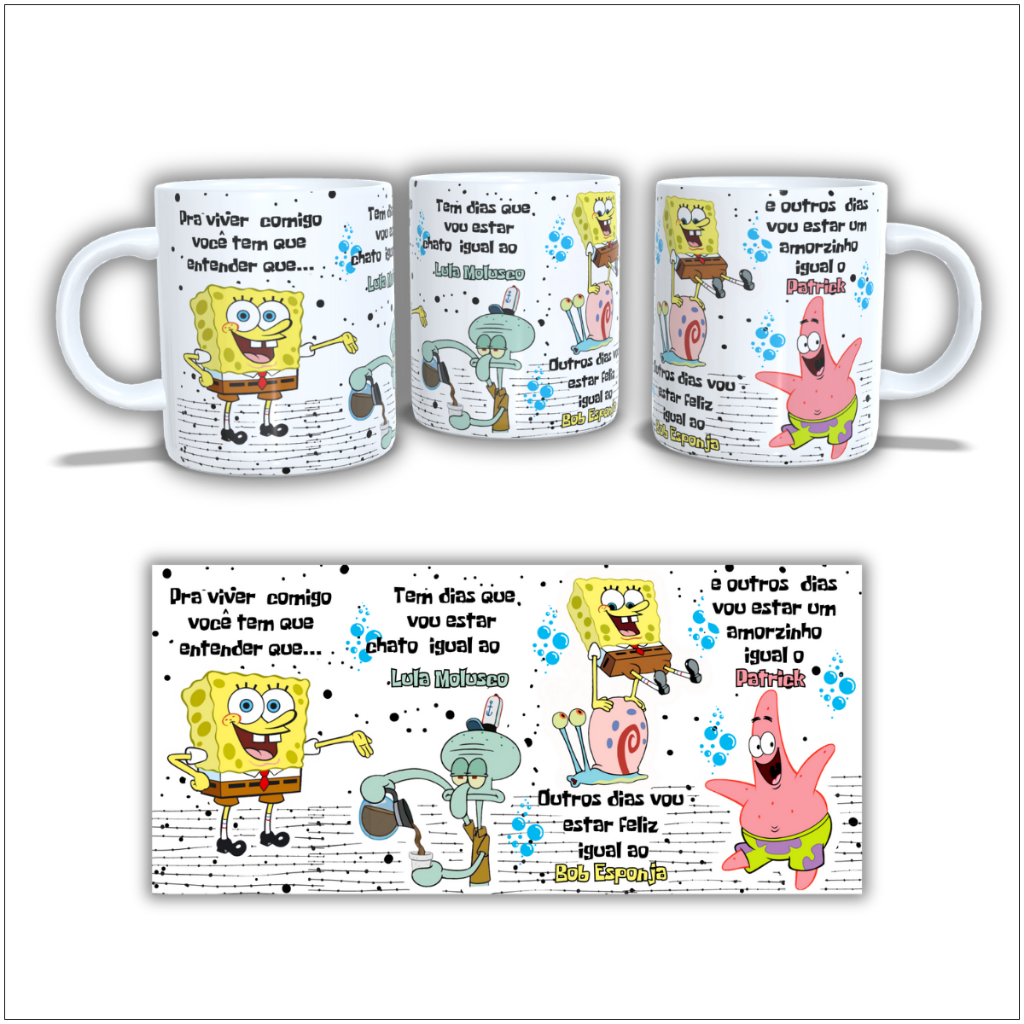 Caneca Bob Esponja e Patrick Colegas Amigos Melhores Amigos