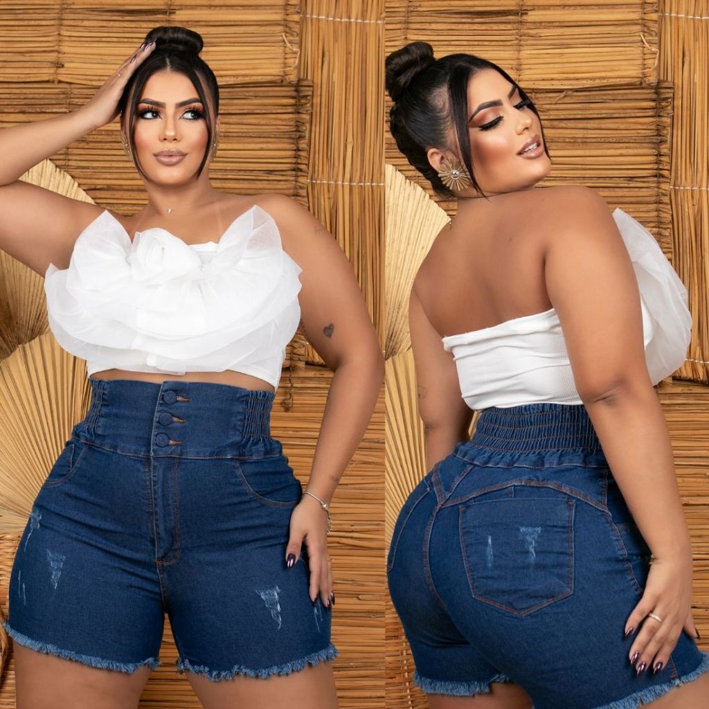 Alto Cintura Jeans Mulher Plus Size Rua Rua Cintura Elástica