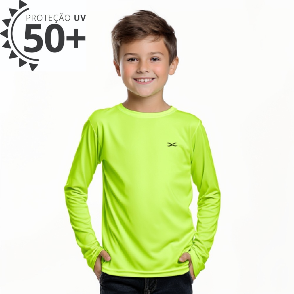 Camiseta Neon Infantil FPS 50+ - Dry Fit Para Natação E Esportes Aquáticos