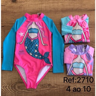 Roupa Infantil Criança Menina Piscina Férias Sereia Lilás Uv