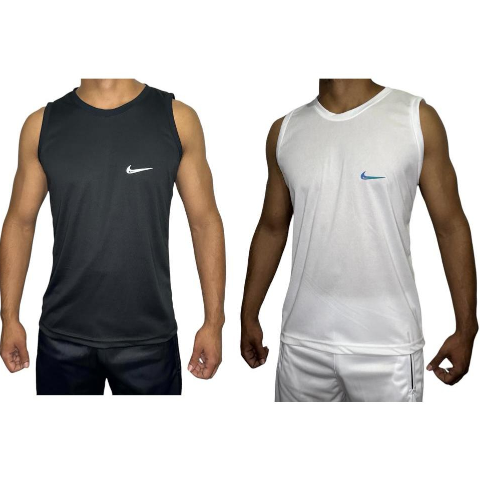 Kit 2 Camisetas Regata Dry-Fit Slim Masculina ( Refletiva ). P/ Esporte / Academia / Casual