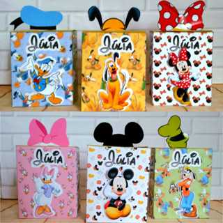 KIT CAIXAS PERSONALIZADAS MICKEY E SUA TURMA 12 CAIXAS MILK - 12 CAIXAS PIRÂMIDE - 12 CAIXAS CUBO