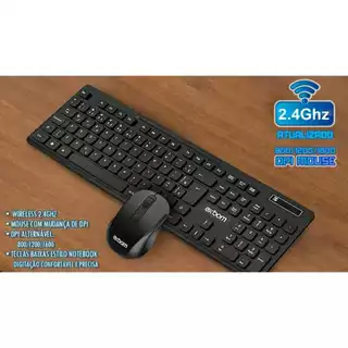 Kit Teclado E Mouse Sem Fio 10 Metros Abnt 2 C/ Botão Dpi