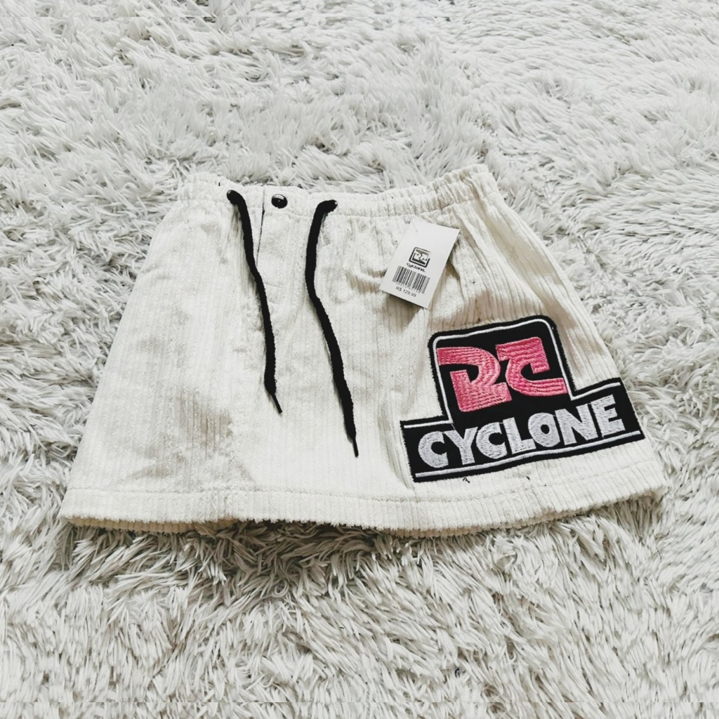 SAIA BRANCA CYCLONE DE VELUDO | Shopee Brasil