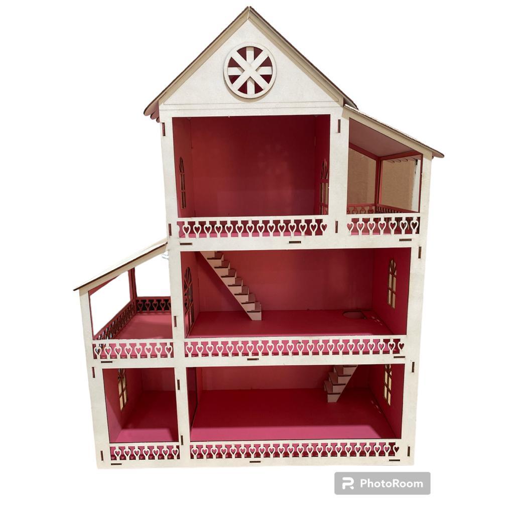 Casinha Boneca Barbie Madeira Mdf Infantil Casa Brinquedos Educativos  Móveis Realistas Brincar Adesivada Desenho 3 Andares Decoração Simples  Promoção