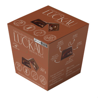 Display Bombom Luckau 54% com Creme de Avelã SEM GLÚTEN SEM LACTOSE SEM AÇÚCAR - 18 unidades de 16,5g - 297g