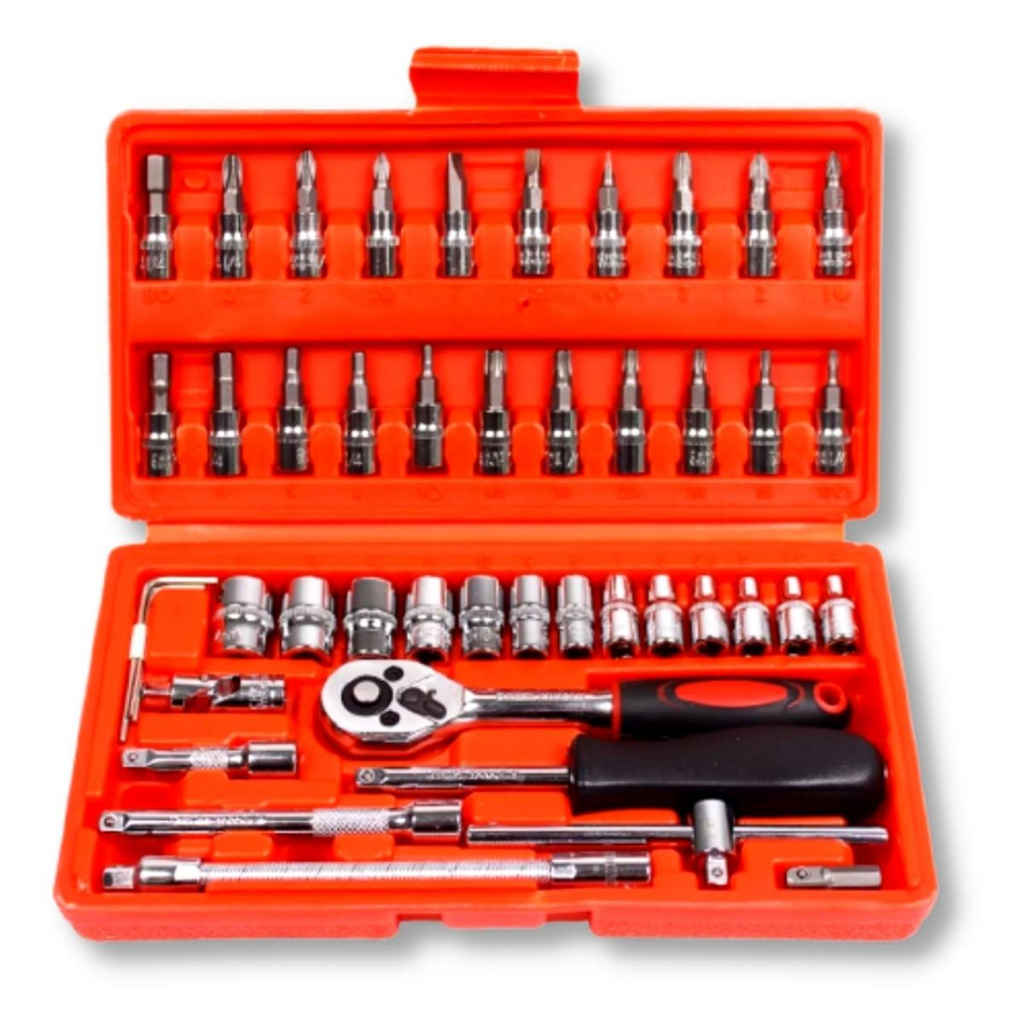 Kit 46 Chave Catraca Jogo De Soquetes Allen Torx Ferramentas