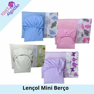 Jogo de Lençol para Mini Berço 100% algodão 2 peças em Oferta na Shopee