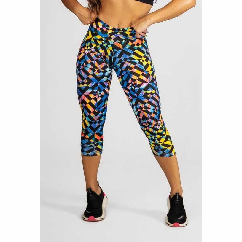 Calça Corsário Suplex Calça Legging Academia Fitness Amarela