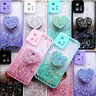 Capa Capinha case anti impacto para Motorola Moto G53 Moto G13 e Moto G23 - Capinha de Silicone com pop socket de coração para G23 G13 G53