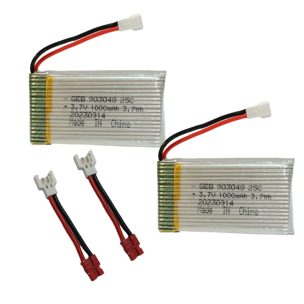 Kit C 02 Baterias 1000mAh Com Adaptador Syma Para Drone Xh Syma 1s 25c Compativel com Hubsan X5sc X5sw X5hw Intruder H 18