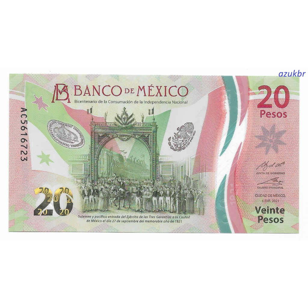 Messico 20 Pesos 2021, UNC, 2 PZ Coppia, Polimero, Consecutivo - Foto 13