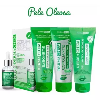 Kit Limpeza de Pele Oleosa Sabonete Gel e Esfoliante Anti Oleosidade Dermachem