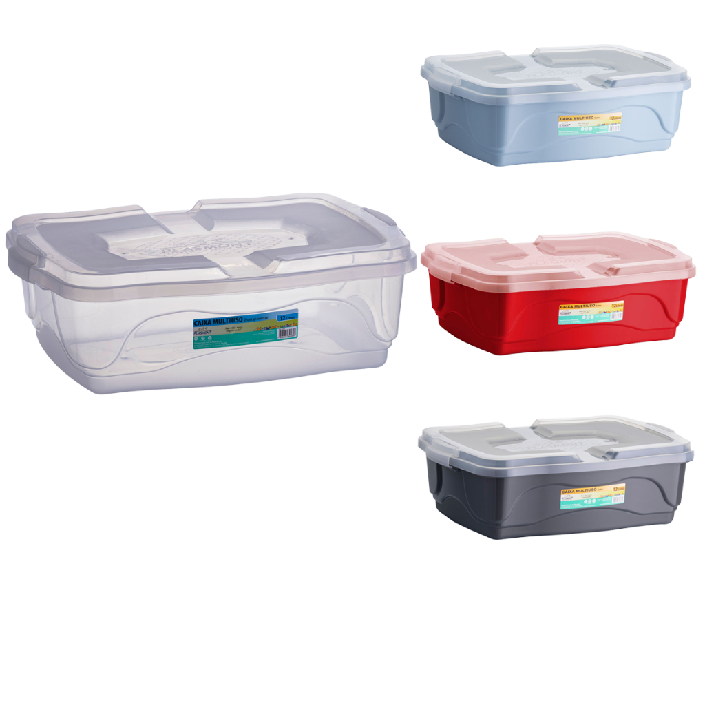 Caixas Arquivo Transparentes - 2 Unidades - Tampa Trava - Alça - 33x23x7cm