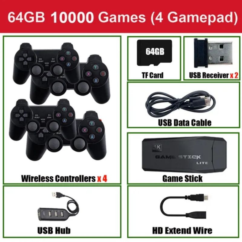 Super Game Stick 4k Via HDMI e Controles Wireless - Jogos Nostálgicos