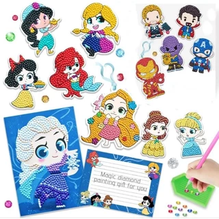 Kits De Adesivos De Pintura Com Diamante Para Crianças Art stickers Princesas e Desenhos animados