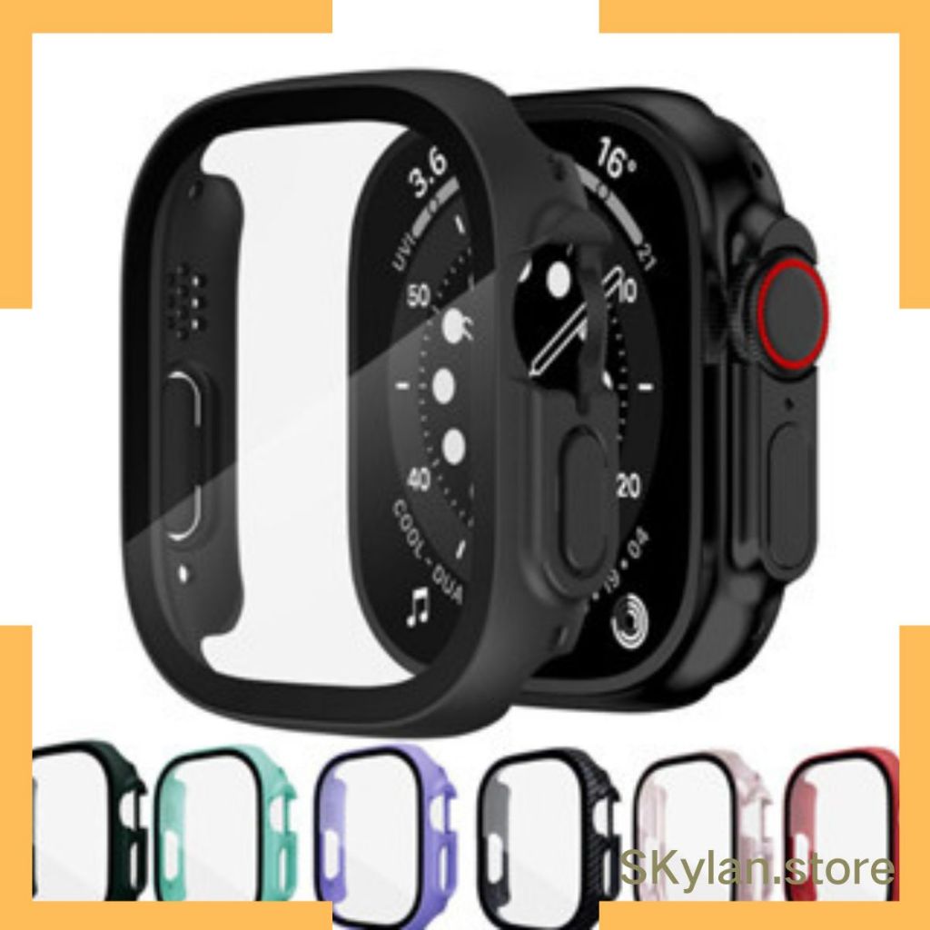 Capa Bumper com Pelicula Vidro Protetor tela Compativel Apple Watch 8 Ultra 49mm