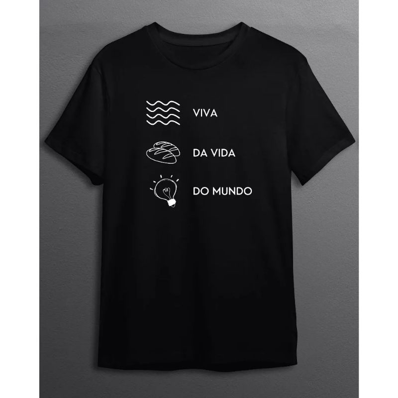 Camiseta Agua Viva Pao da Vida e Luz Do Mundo Camisa Algodao Frases Crista gospel Evangelica Blusa Casual Estampada Unissex Versiculo Biblico JESUS Tumblr Shopee Brasil