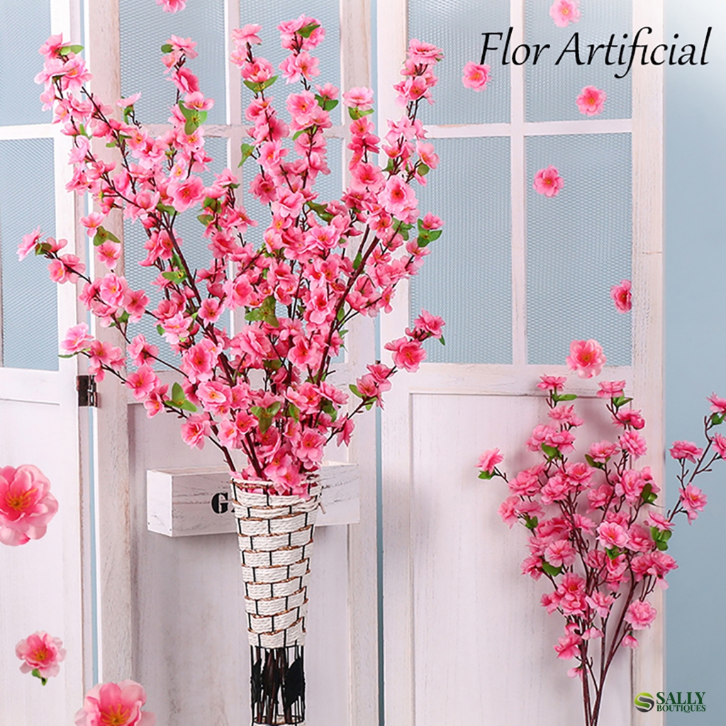 10 Ramos De Flor Artificial Cerejeira Grande Flor De Pêssego Decoração De Casamento