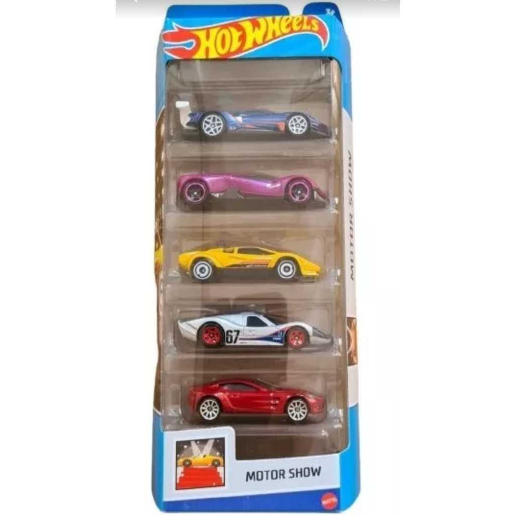 Hot Wheels Pack Com 5 Carrinhos Motor Show Hly63