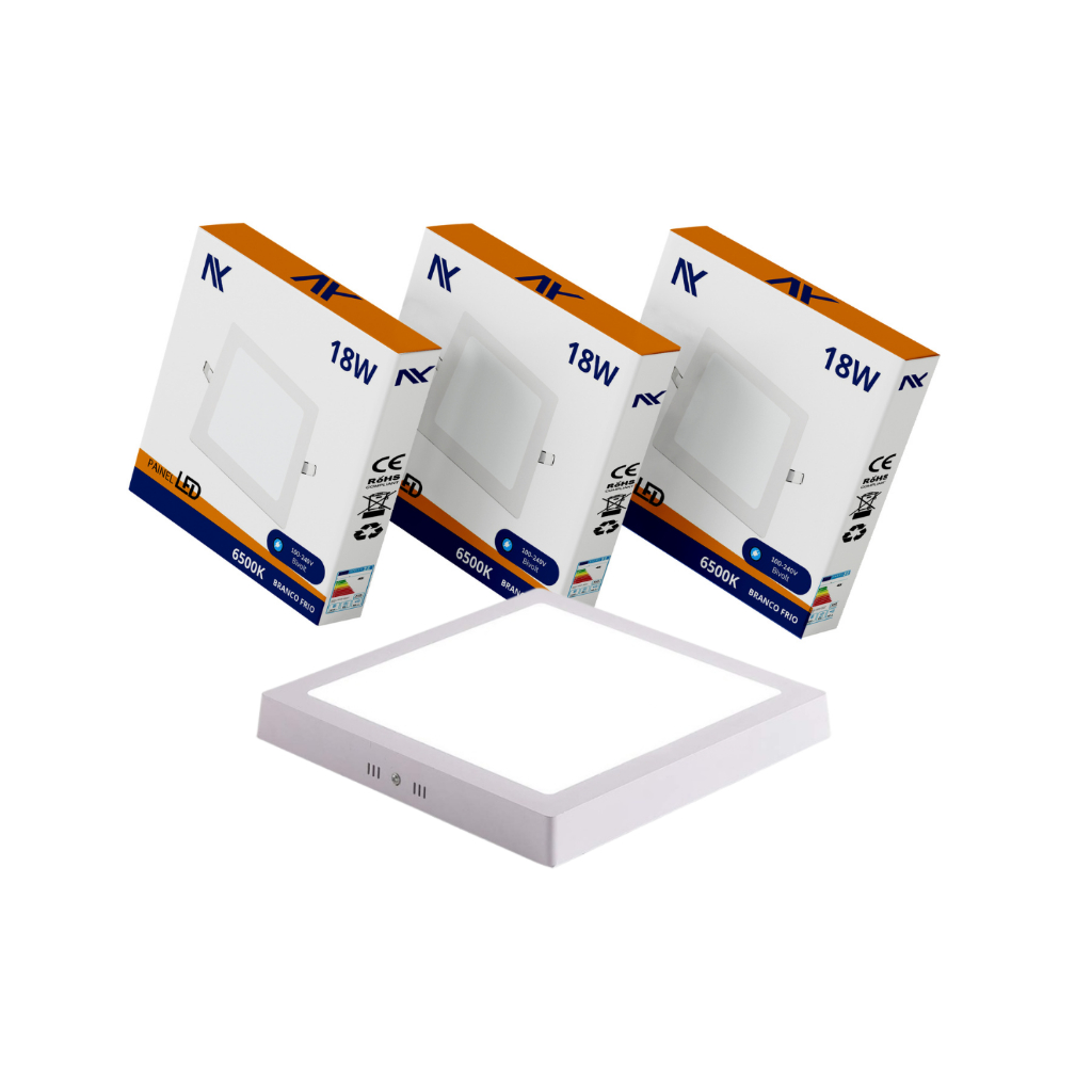 Kit 10 Luminária Led Plafon Any 18w Sobrepor Branco Frio