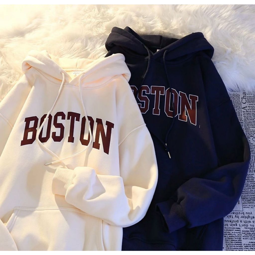 Kit 2 Blusas de Frio Moletom Bolso Canguru Capuz E Bolso Boston Tumblr Unissex Feminina e Masculina Top