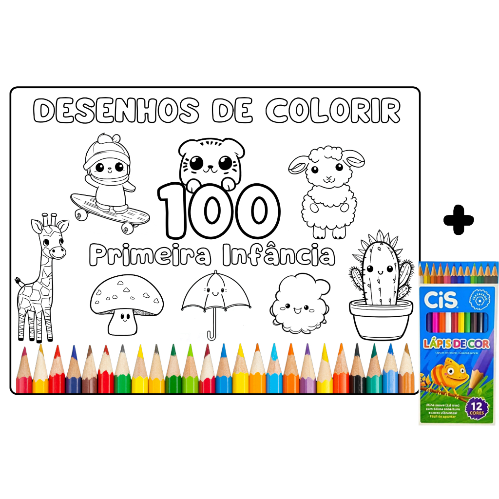  Caderno de Desenho : Livro de Colorir infantil Menino Menina, Coloração 100 Grandes Páginas Brancas A4