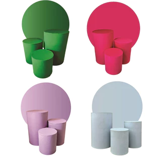 Kit Capa Trio de Cilindro + Painel 1,50m Decoração Festa - Várias Cores
