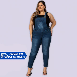 Jardineira Feminina Jeans Skinny Plus Size Curve Promoção - Atenas Jeans