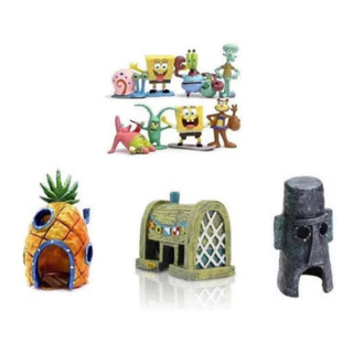 Enfeite Para Aquário Turma Do Bob Esponja 3 Casas Mais 7 Personagens