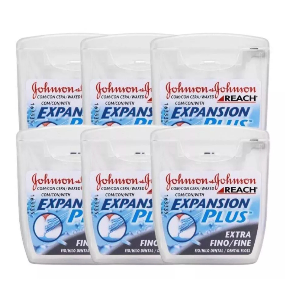 Kit 6 Fio Dental Johnson's Reach Expansion Plus Extra Fino - 50m