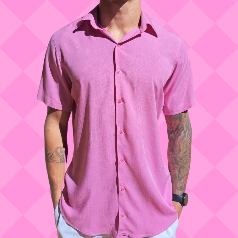 Camisa de viscolinho rosa