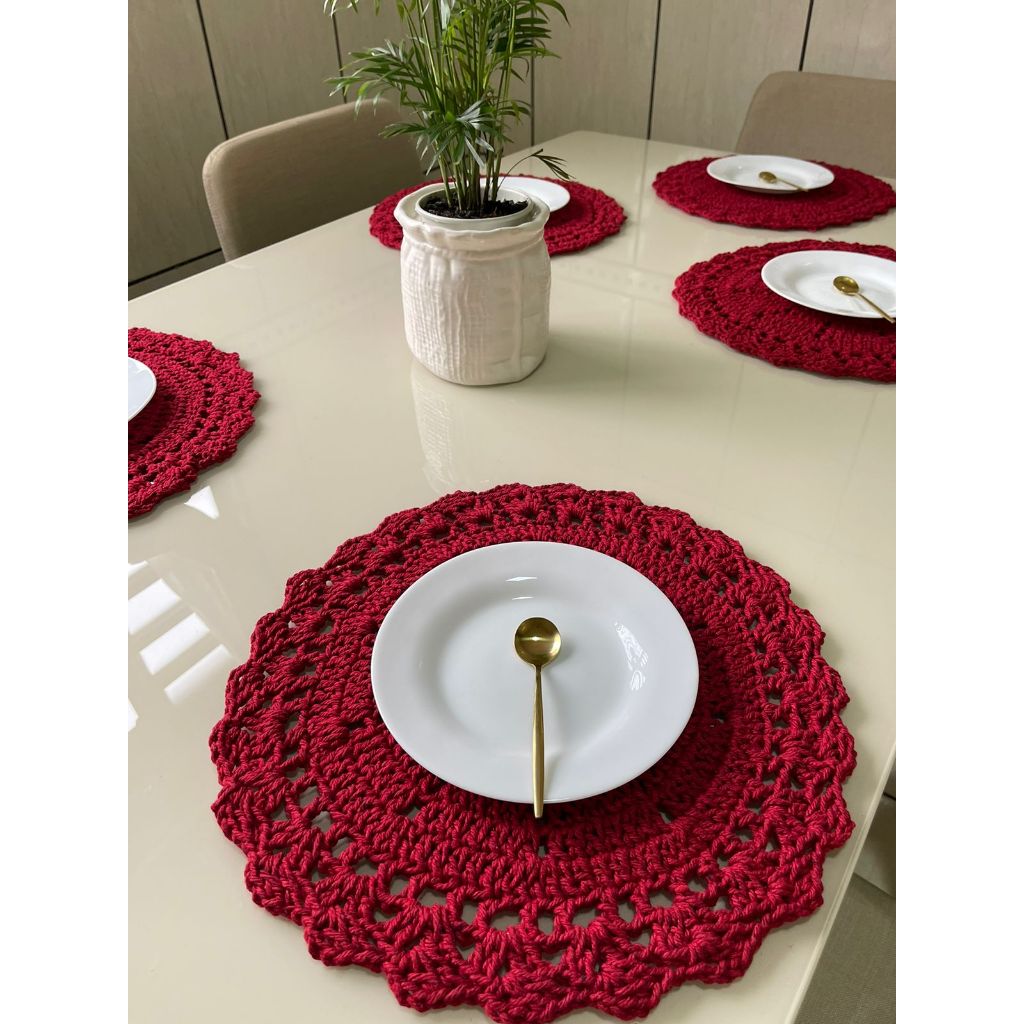 Sousplat Crochê - de 37cm a 39 cm - Feitos Pela Vovó