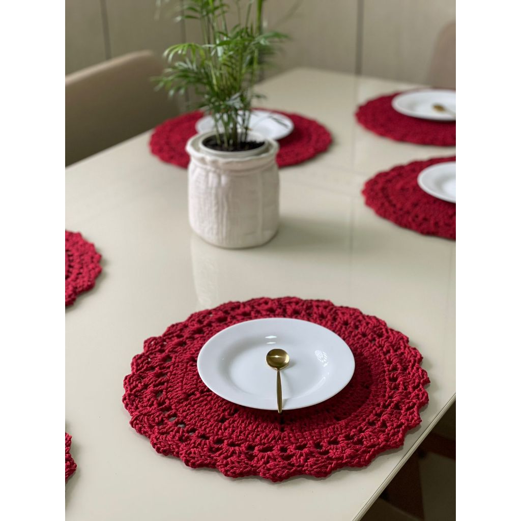 Kit Souspla Crochê 4 peças Supla Mesa Posta