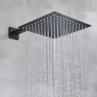 Chuveiro Ducha Fria Quadrado Preto Fosco Slim Solar Área Externa Piscina Jardim