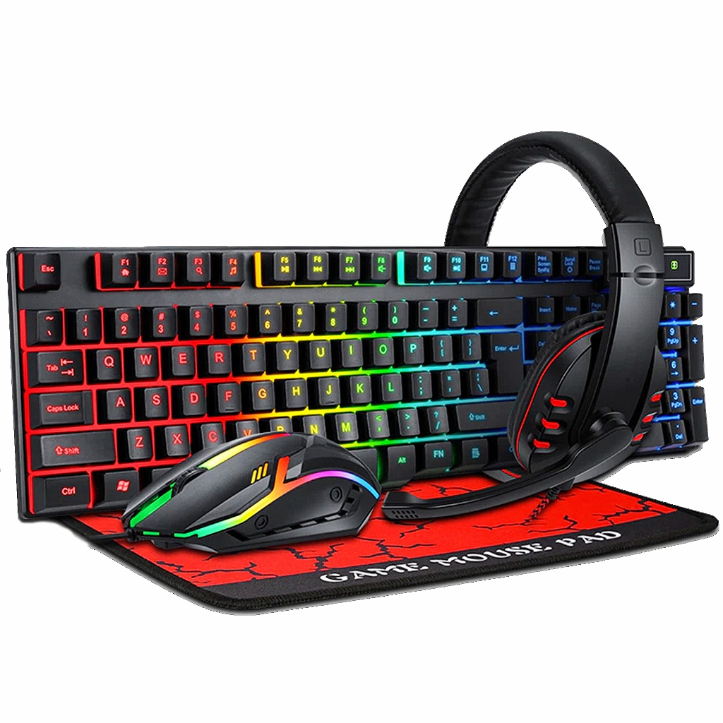 Kit de Teclado e Mouse com Fio RGB, Combos de Mouse Retroiluminado,  Compatível com PUBG, Casa, Jogo, Escritório, 61 Chaves