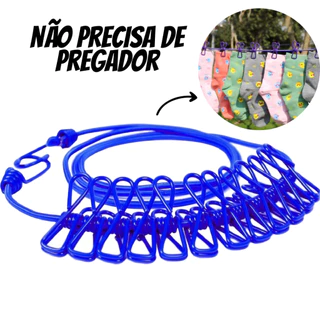 Varal De Roupa De Secagem Multifuncional De 180cm Com 12 Clipes Com Pregador