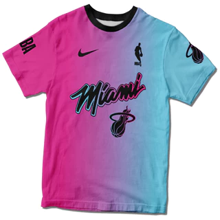 Camisa Camiseta NBA Miami Heat rosa azul basquet