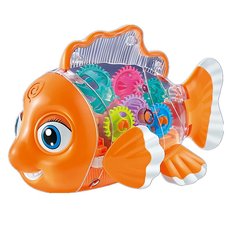 Brinquedo Bebe Peixe Musical Transparente Gear Fish Luzes andar ...