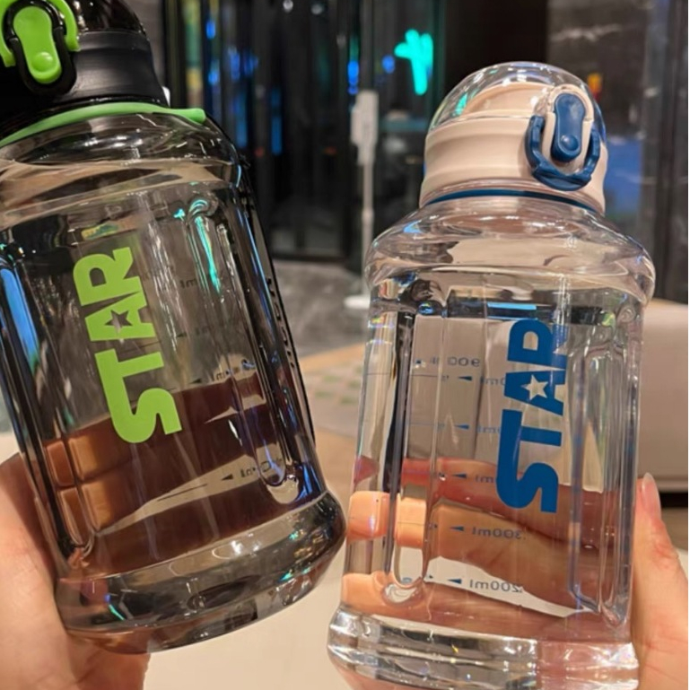 Garrafa de água potável direta resistente ao calor com escala 900ml estudante esportes ao ar livre portátil copo de água quente e fria -2601/2605