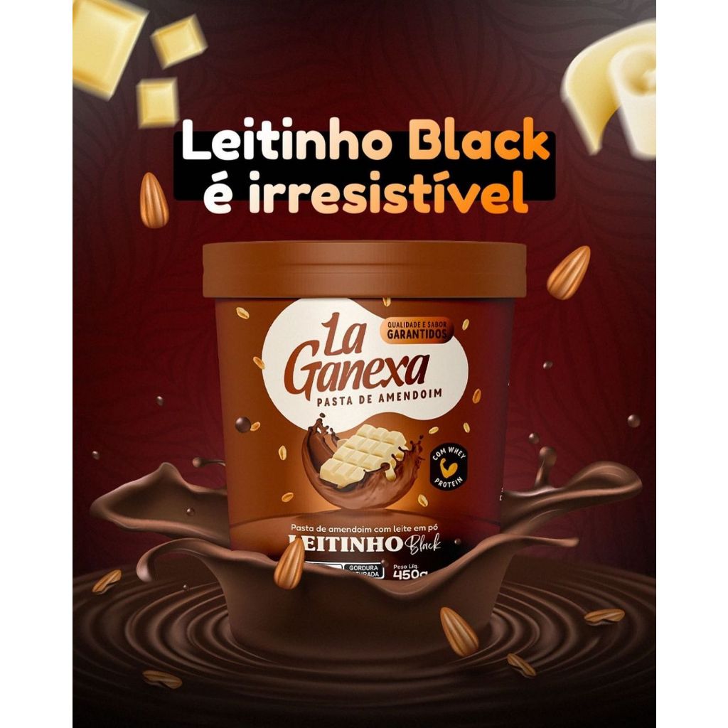 LANÇAMENTO- NOVA PASTA DE AMENDOIM LA GANEXA- SABOR LEITINHO BLACK, COM WHEY PROTEIN