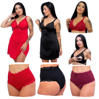 Kit PROMOÇÃO 7 peças Amamentação Camisola + calcinha + sutien Renda Sem Bojo lingerie Gestante Maternidade Pós Parto lactantes