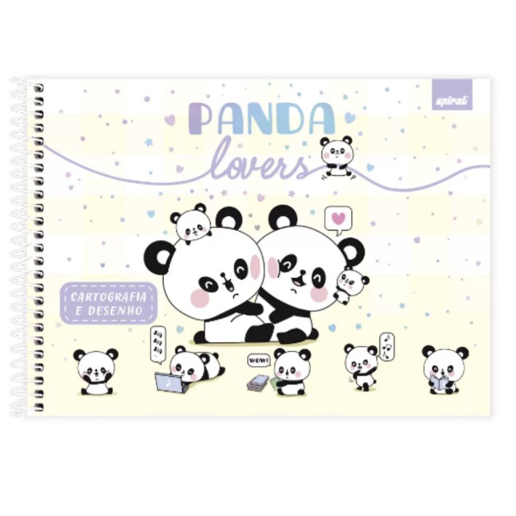 Caderno cartografia e desenho capa dura 80 folhas Tendency Panda