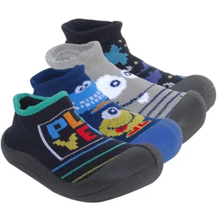 Meia Infantil Cano Curto Masculina com Solado Emborrachado Perfumado Antiderrapante
