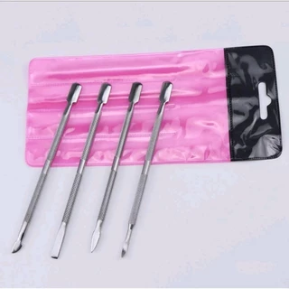 Kit Manicure Profissional 4 Itens Espátulas Aço Inox - Pedicure Podologia